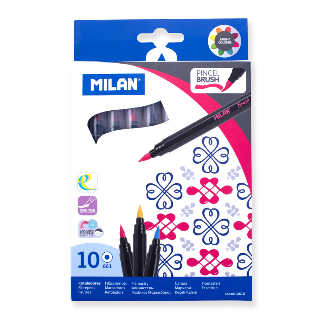 Milan Brush Markers - 10 Color Set - Stationery Pal