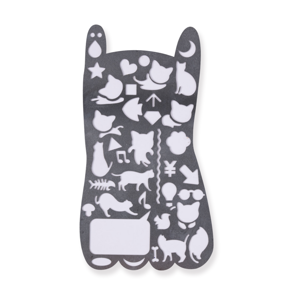 Cat Drawing Stencil Metal Ruler - Stationery Pal