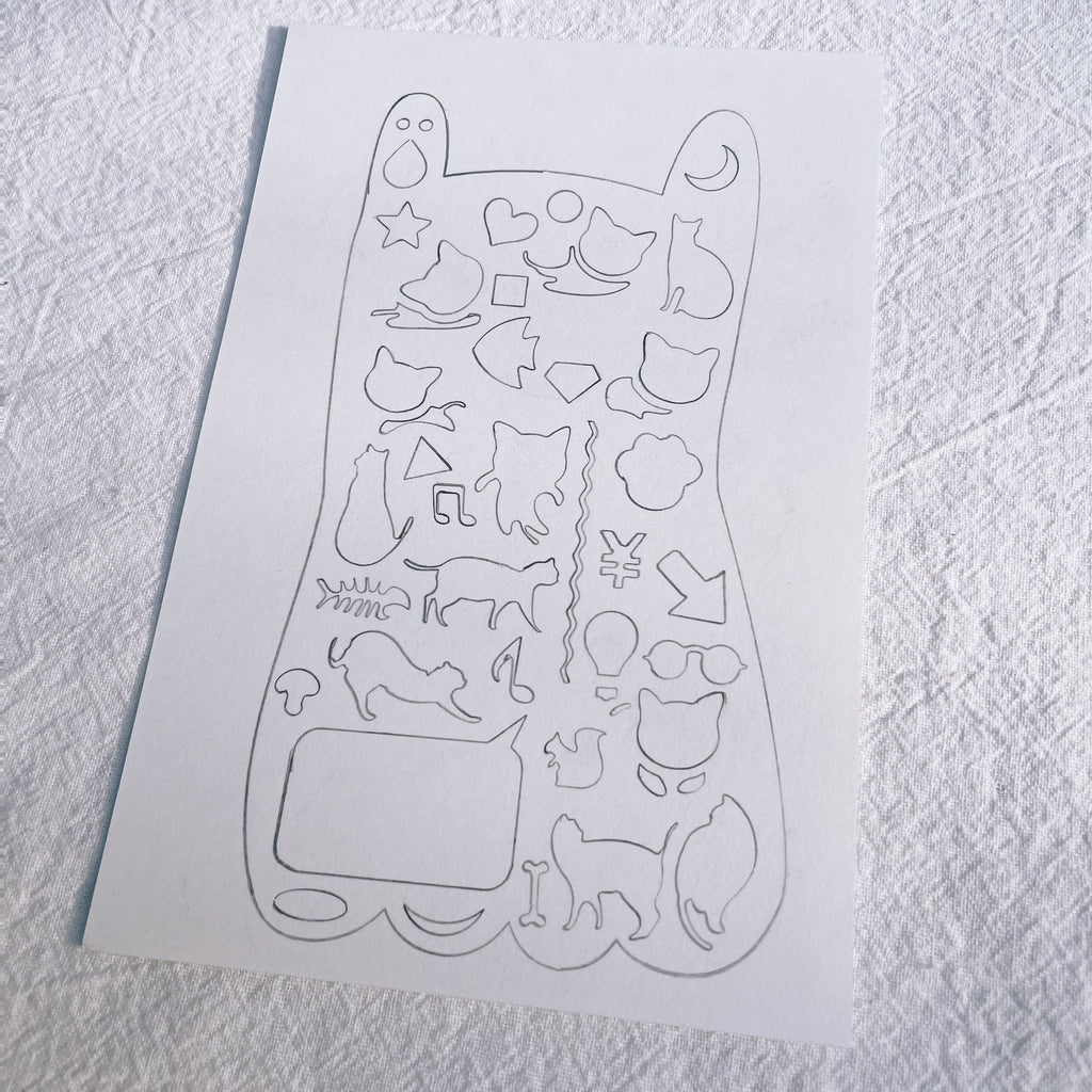 Cat Drawing Stencil Metal Ruler - Stationery Pal