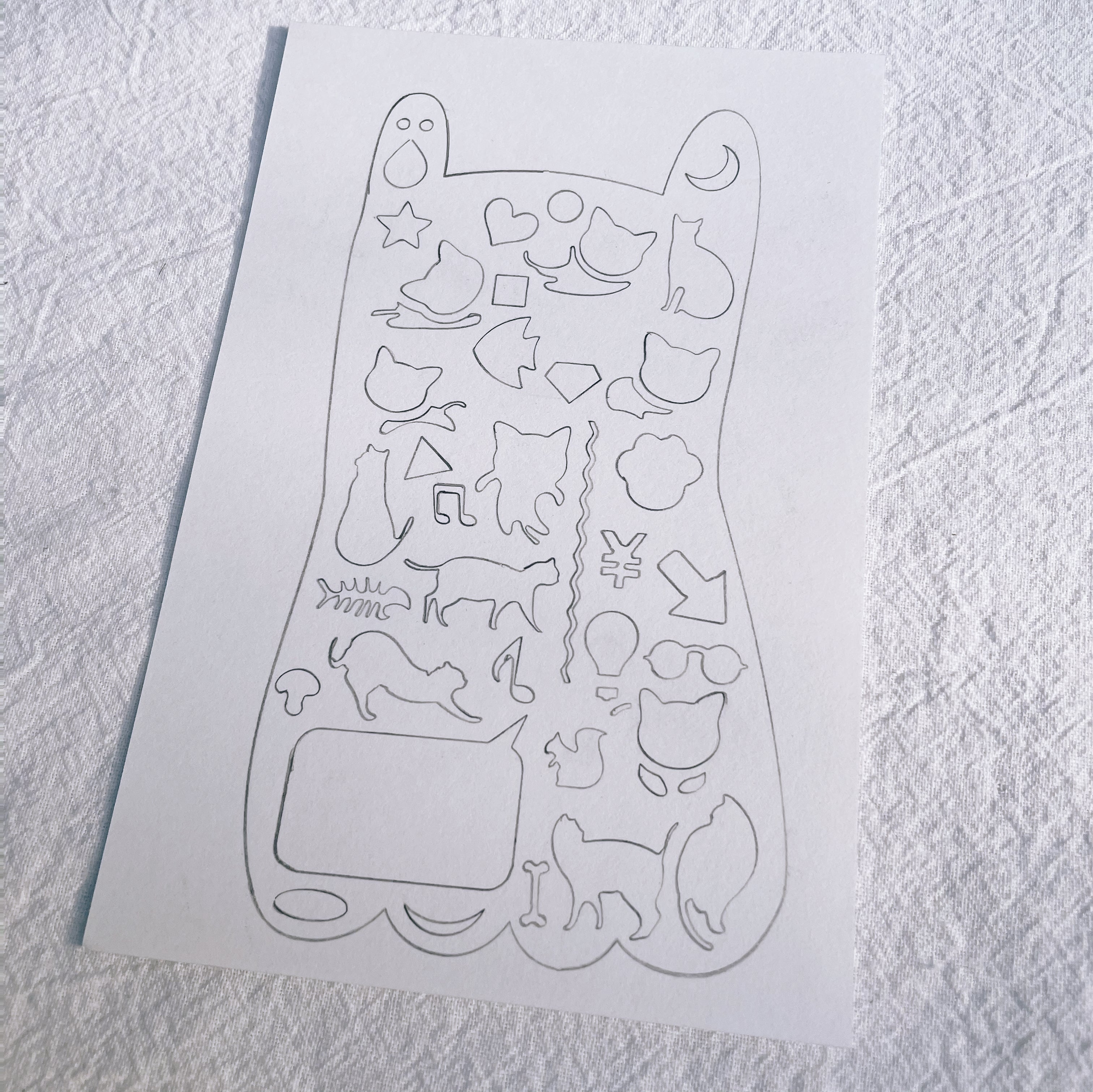 Cat Drawing Stencil Metal Ruler - Stationery Pal