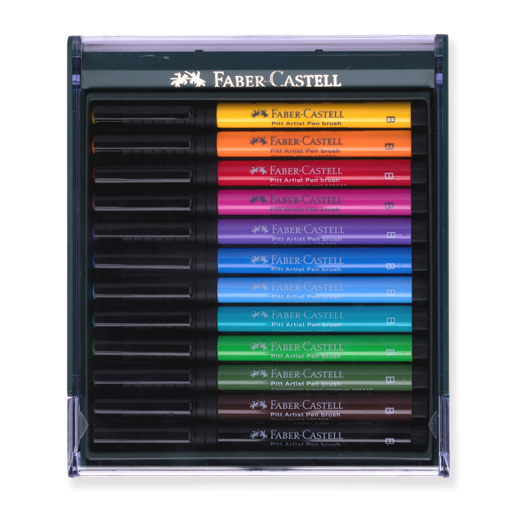 Faber-Castell Pitt Artist Brush Pen - Set of 12 - Bright - Stationery Pal