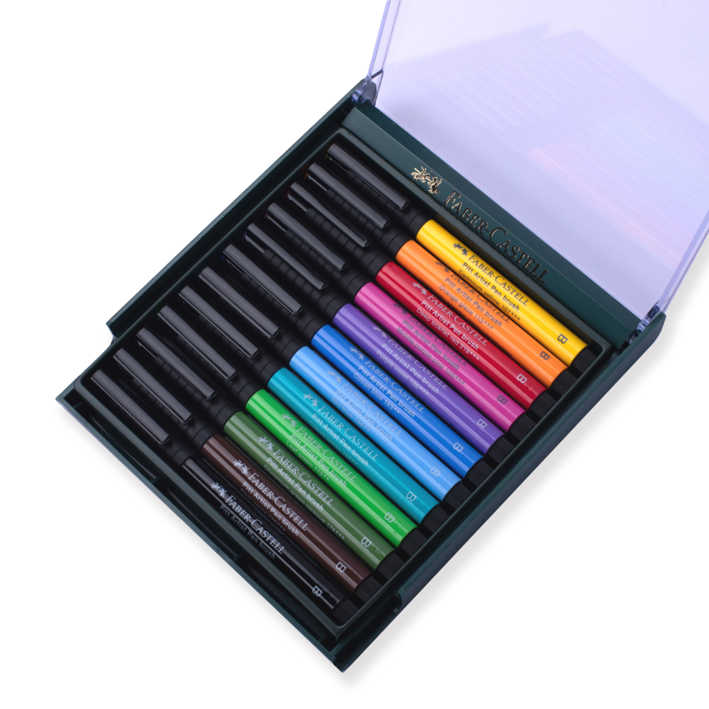 Faber-Castell Pitt Artist Brush Pen - Set of 12 - Bright - Stationery Pal