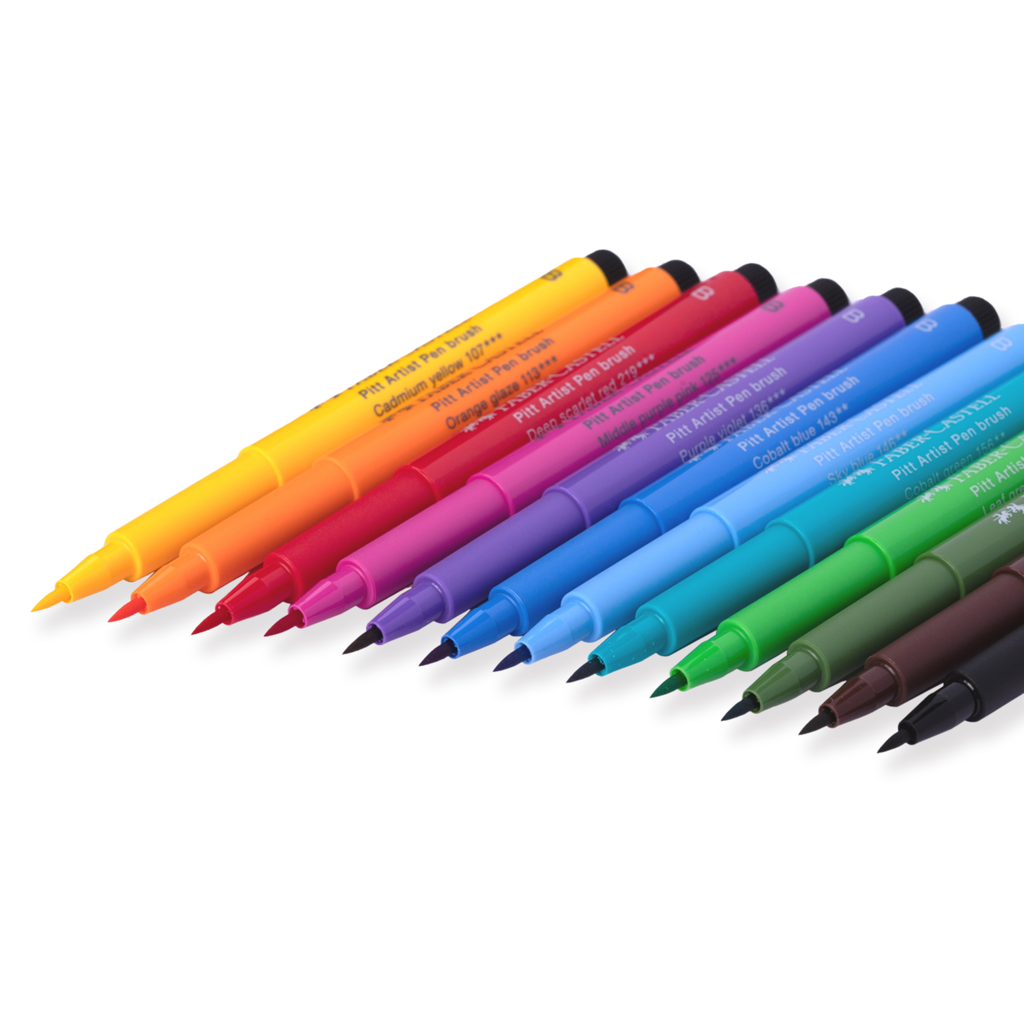 Faber-Castell Pitt Artist Brush Pen - Set of 12 - Bright - Stationery Pal