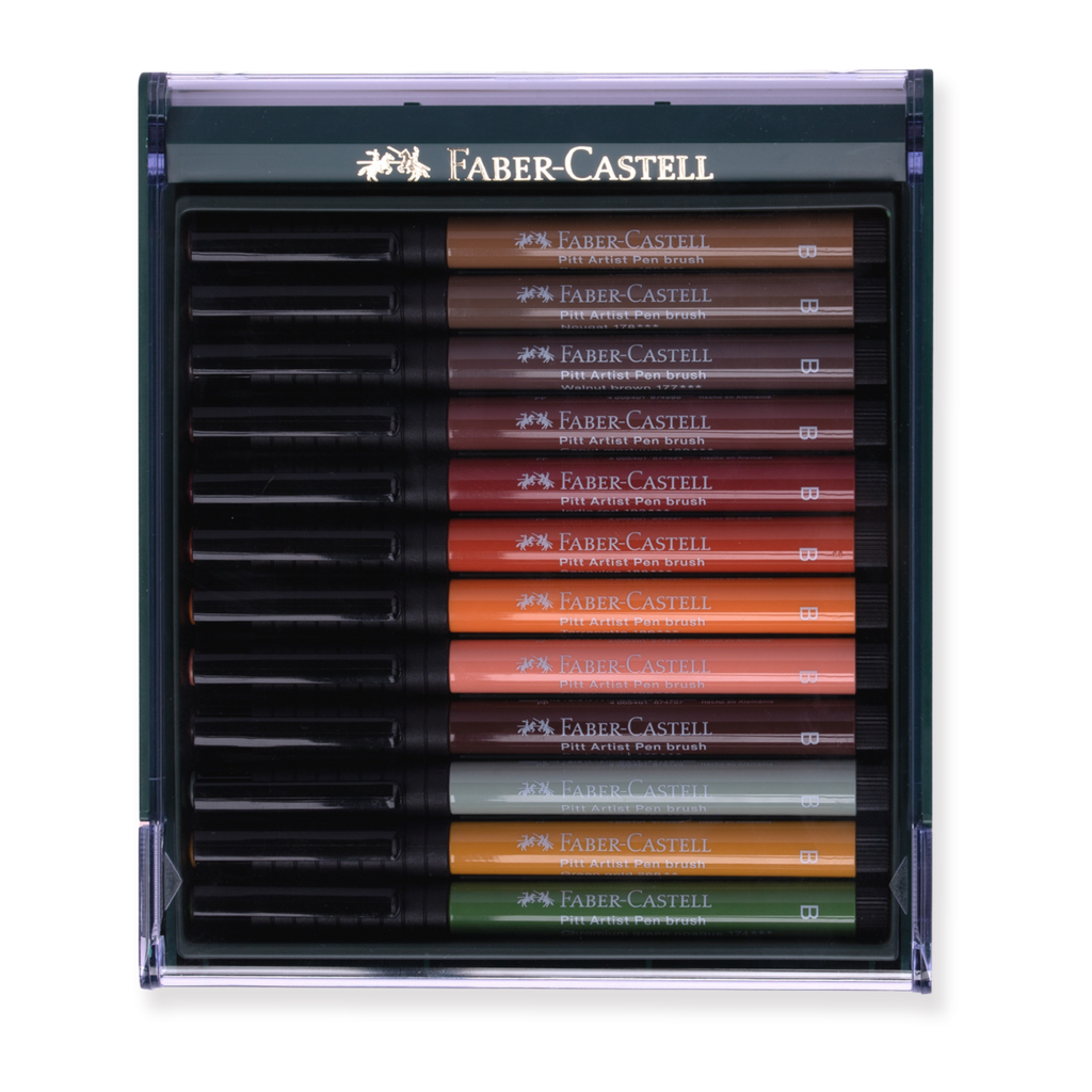 Faber-Castell Pitt Artist Brush Pen - Set of 12 - Earth Tones - Stationery Pal