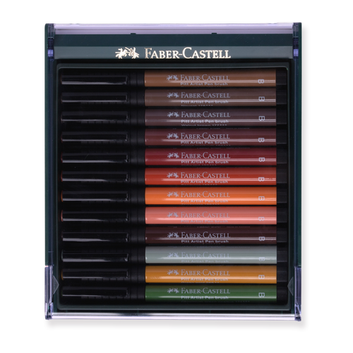 Faber-Castell Pitt Artist Brush Pen - Set of 12 - Earth Tones - Stationery Pal