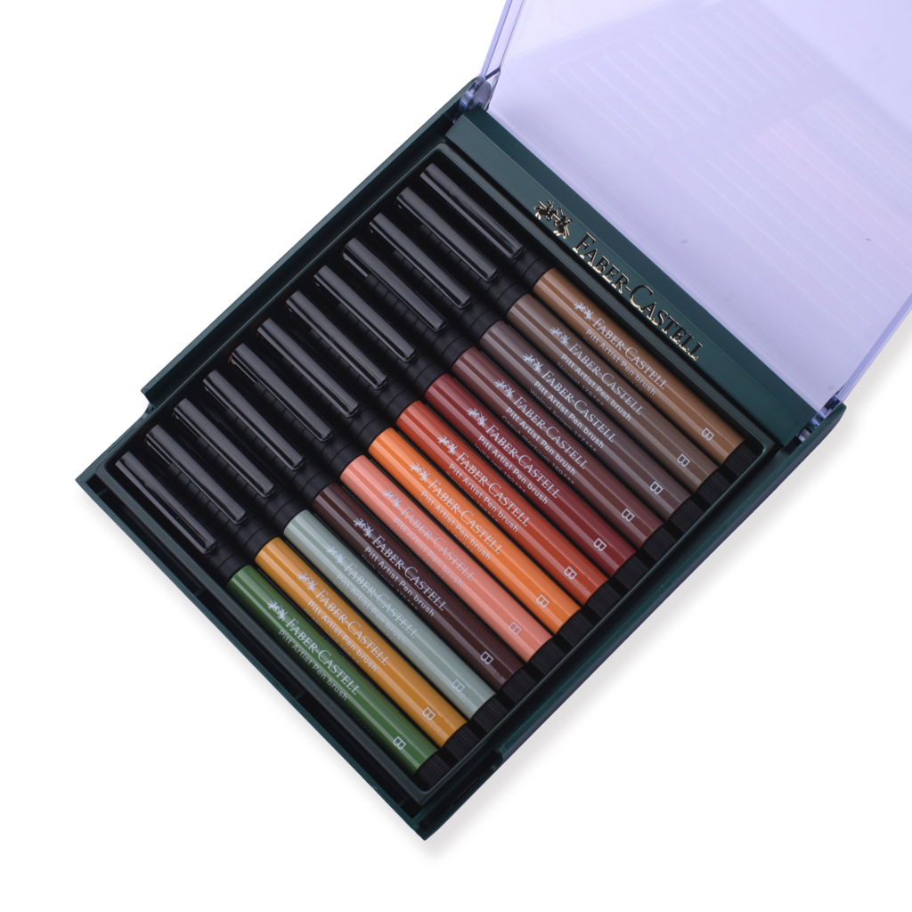 Faber-Castell Pitt Artist Brush Pen - Set of 12 - Earth Tones - Stationery Pal