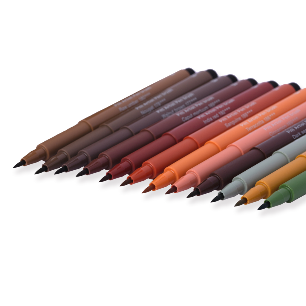 Faber-Castell Pitt Artist Brush Pen - Set of 12 - Earth Tones - Stationery Pal