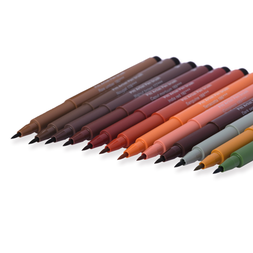 Faber-Castell Pitt Artist Brush Pen - Set of 12 - Earth Tones - Stationery Pal