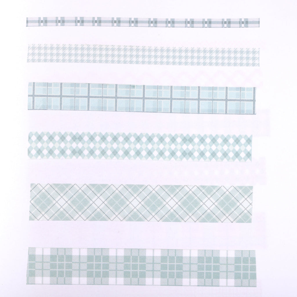 Grid Pattern Washi Tape - Set of 6 - Green - Stationery Pal