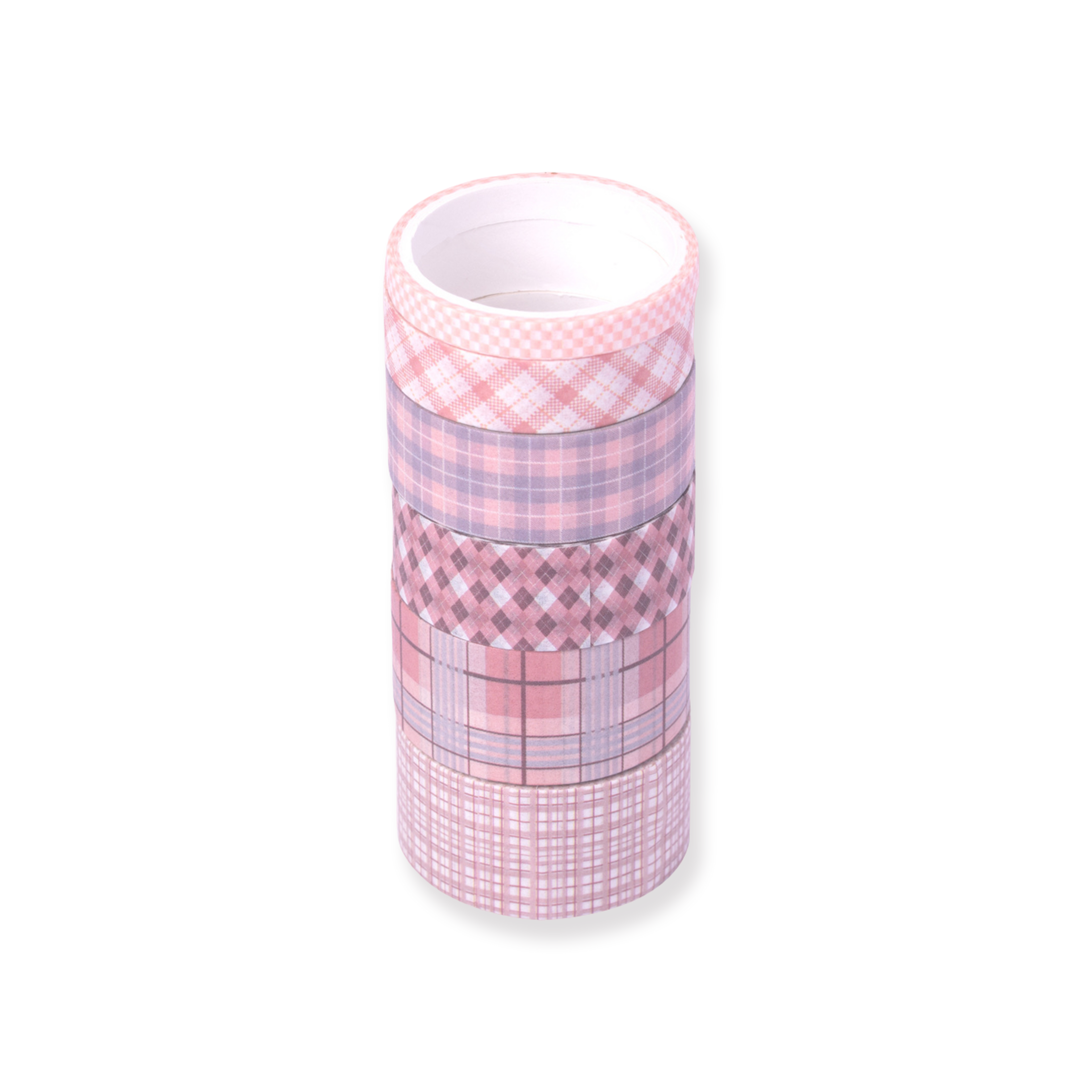 Grid Pattern Washi Tape - Set of 6 - Pink - Stationery Pal