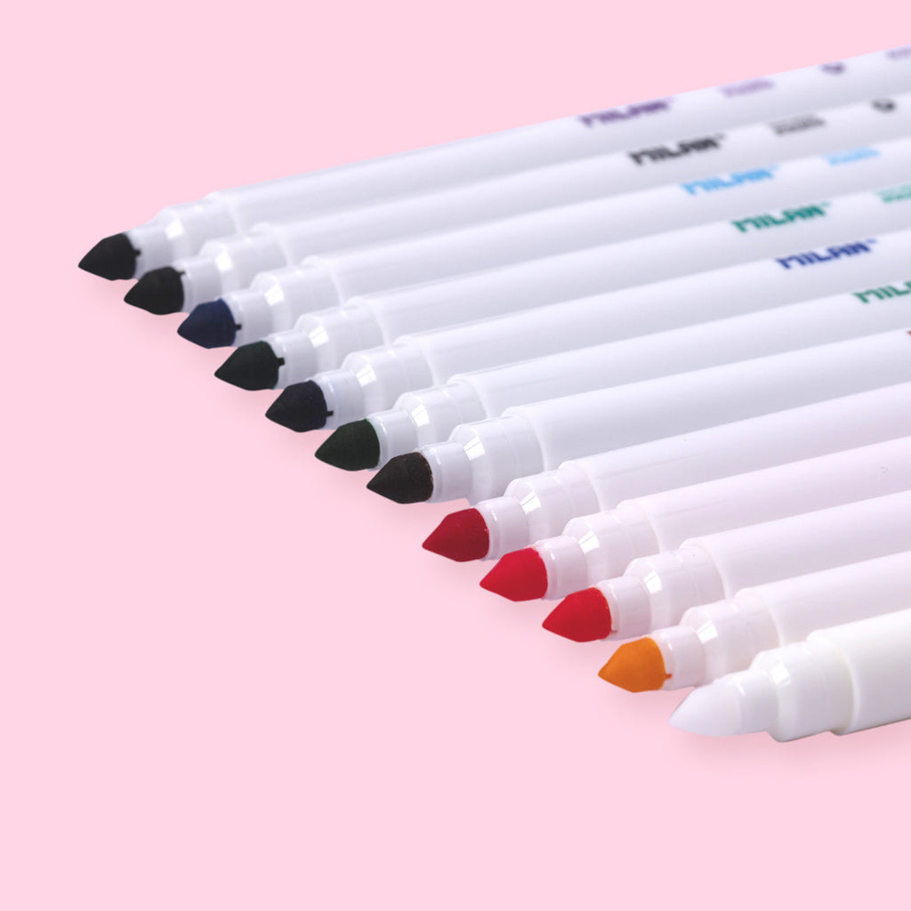 Milan Erasable Fibrepens - 11 Fibrepens + 1 Eraser - Stationery Pal