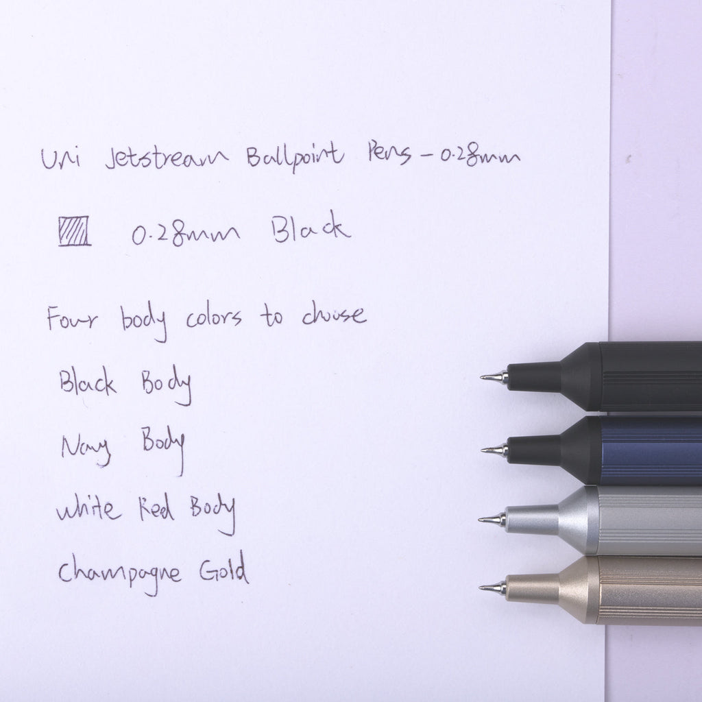 Uni Jetstream Edge Ballpoint Pen - 0.28 mm - Champagne Gold Body - Stationery Pal