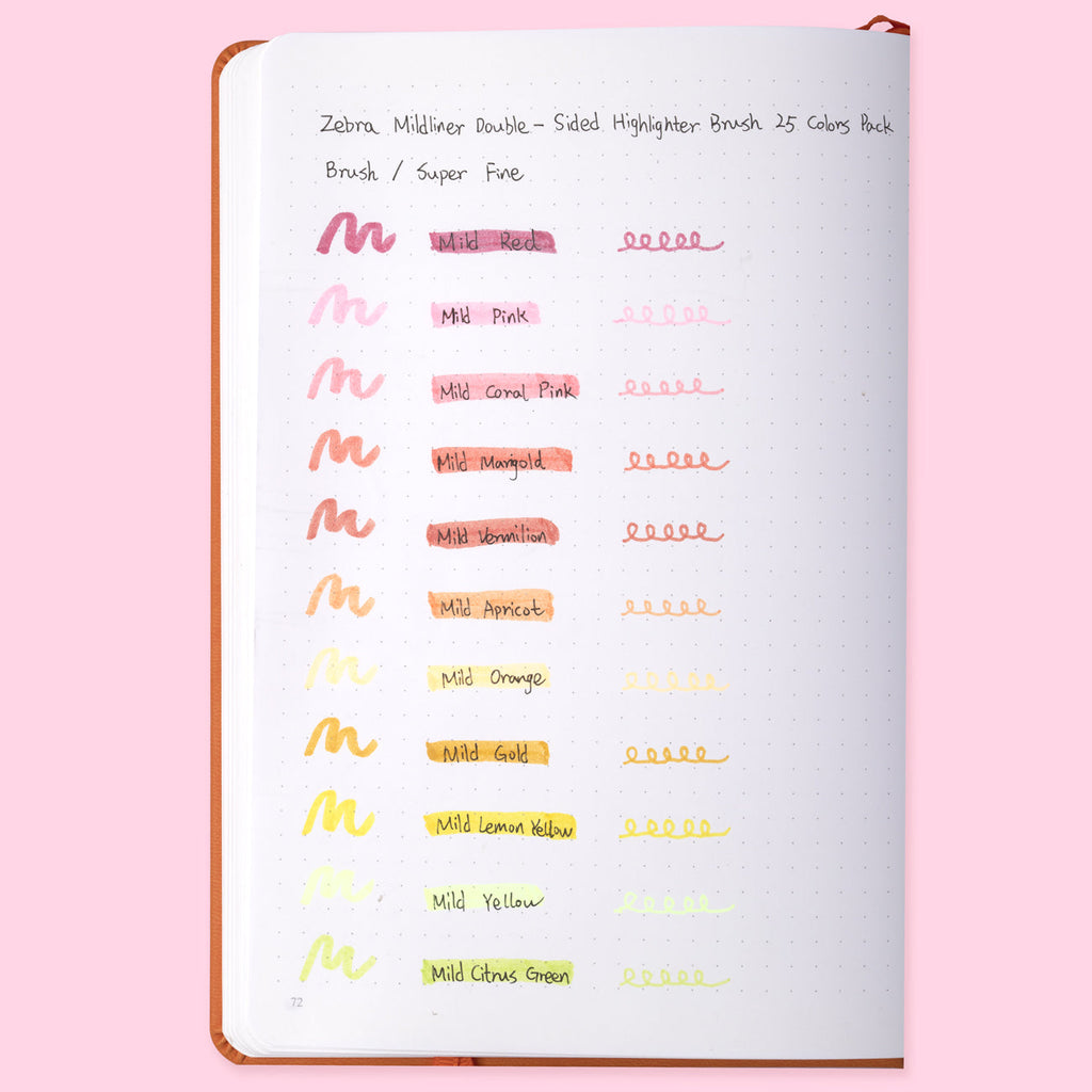 Zebra Mildliner Double-Sided Highlighter Brush Pen - 25 Color Set - Stationery Pal