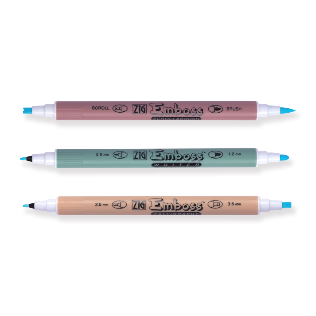 Kuretake Emboss Marker Twin Tip Pen - Set of 3 - Stationery Pal