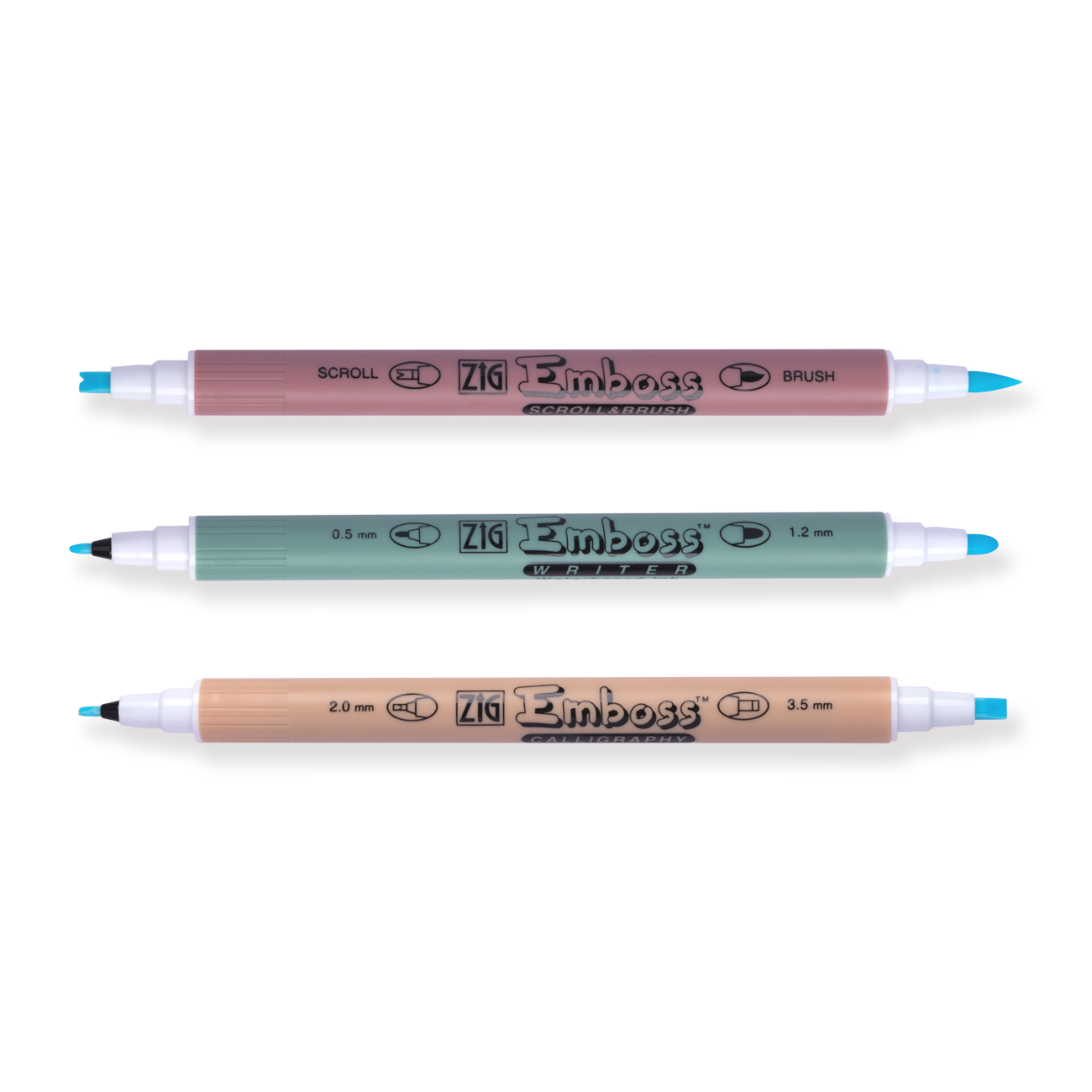 Kuretake Emboss Marker Twin Tip Pen - Set of 3 - Stationery Pal