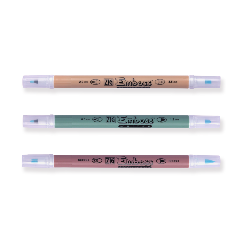 Kuretake Emboss Marker Twin Tip Pen - Set of 3 - Stationery Pal