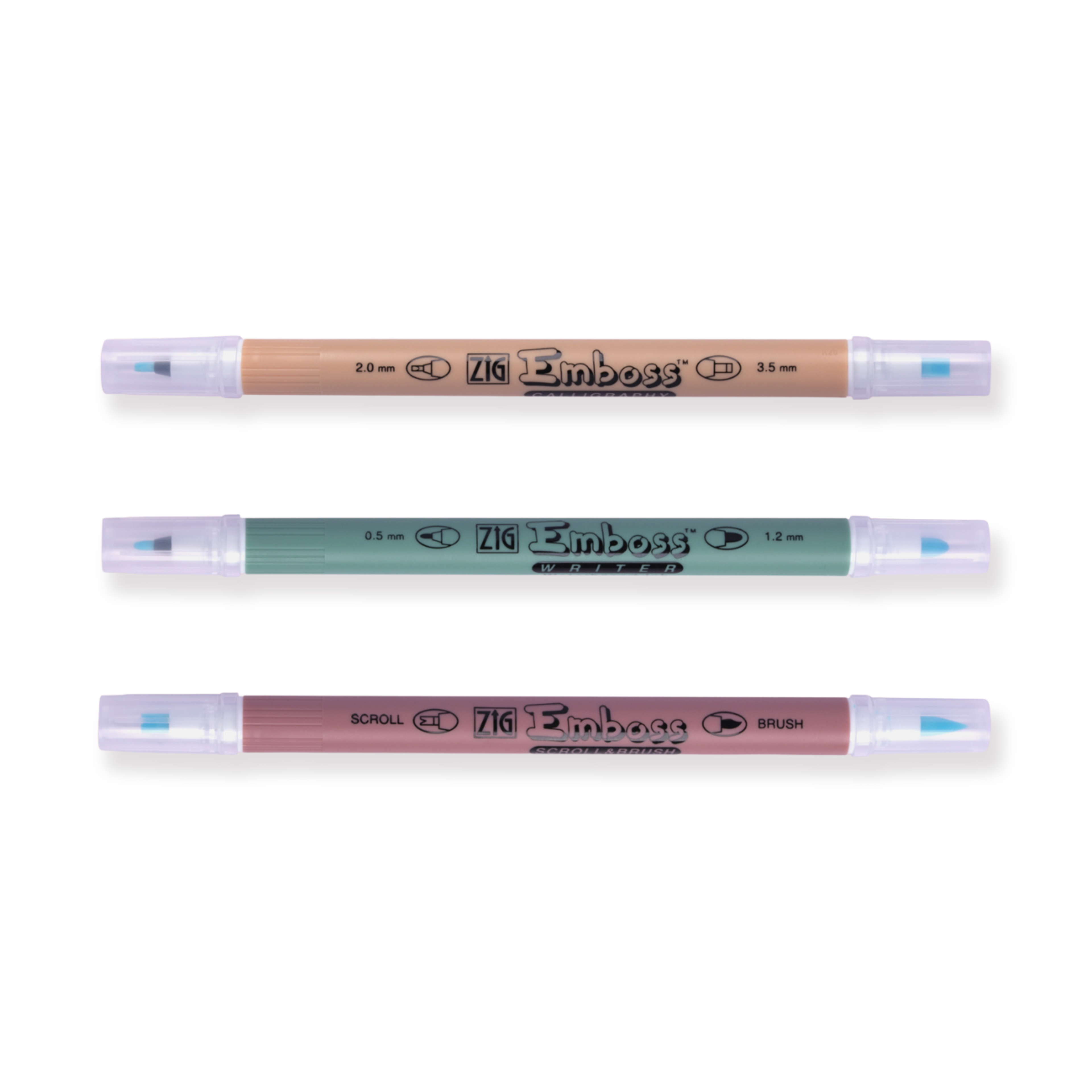 Kuretake Emboss Marker Twin Tip Pen - Set of 3 - Stationery Pal