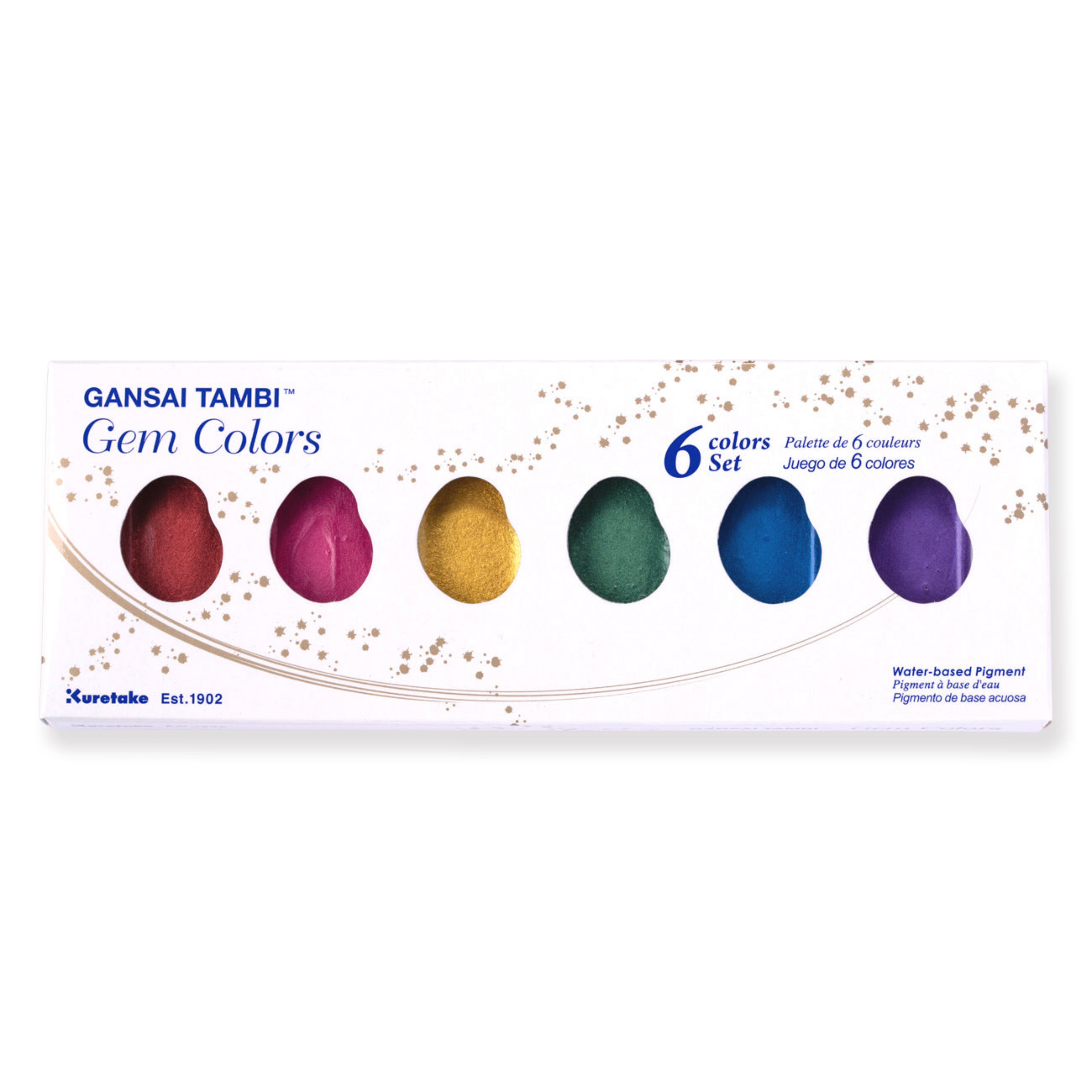 Kuretake Gansai Tambi Watercolor Palette - Gem Colors - 6 Color Set - Stationery Pal