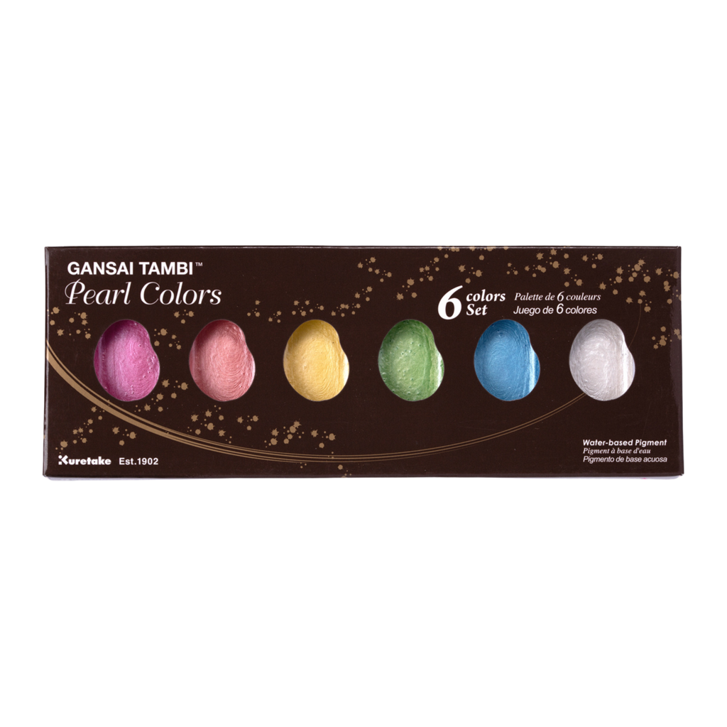 Kuretake Gansai Tambi Watercolor Palette - Pearl Colors - 6 Color Set - Stationery Pal