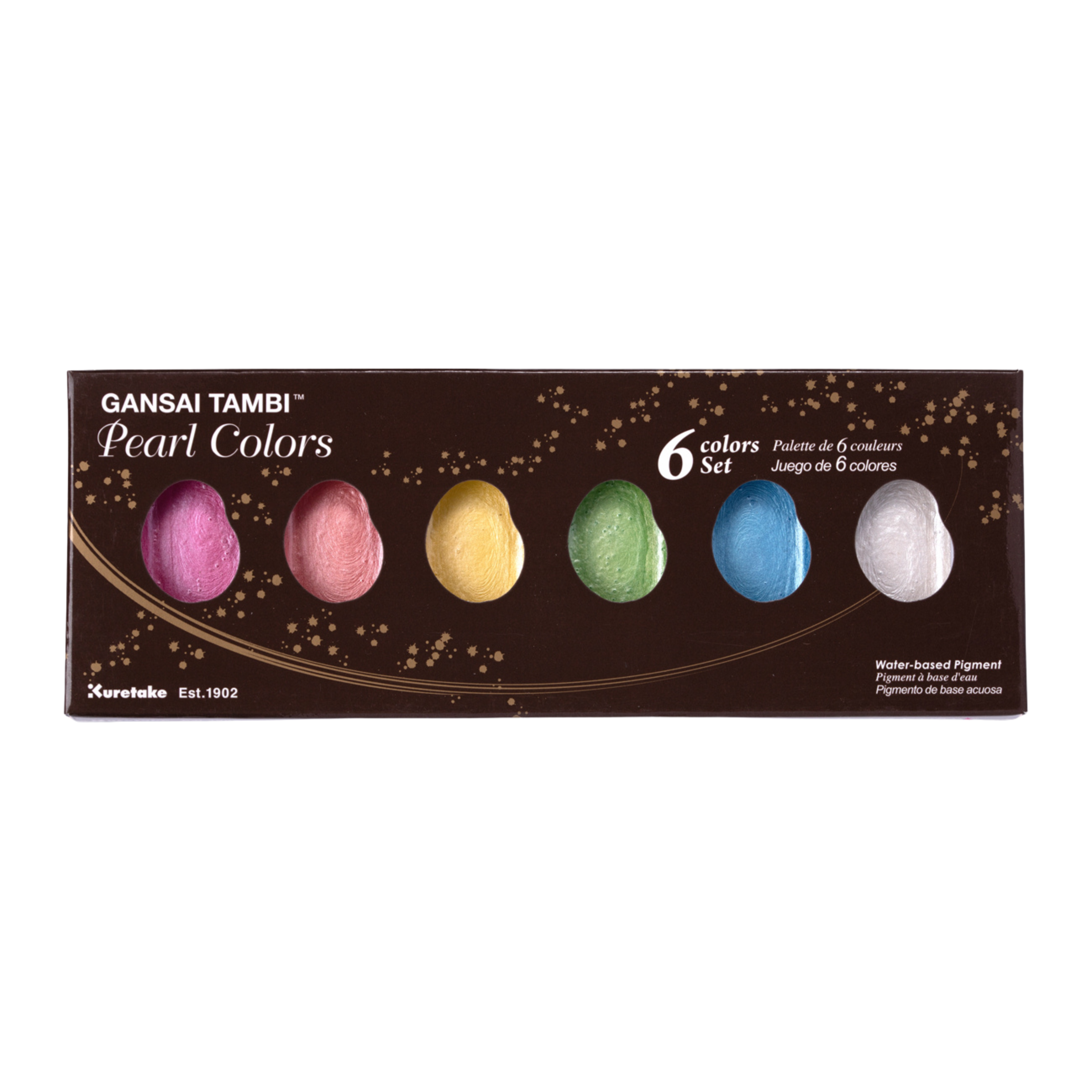 Kuretake Gansai Tambi Watercolor Palette - Pearl Colors - 6 Color Set - Stationery Pal