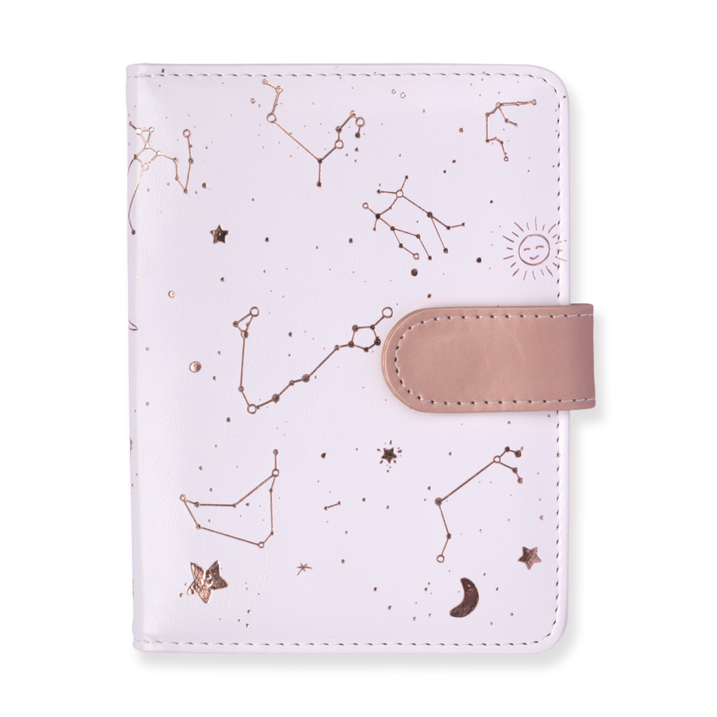 Leather Constellation Pattern Notebook - White - Stationery Pal
