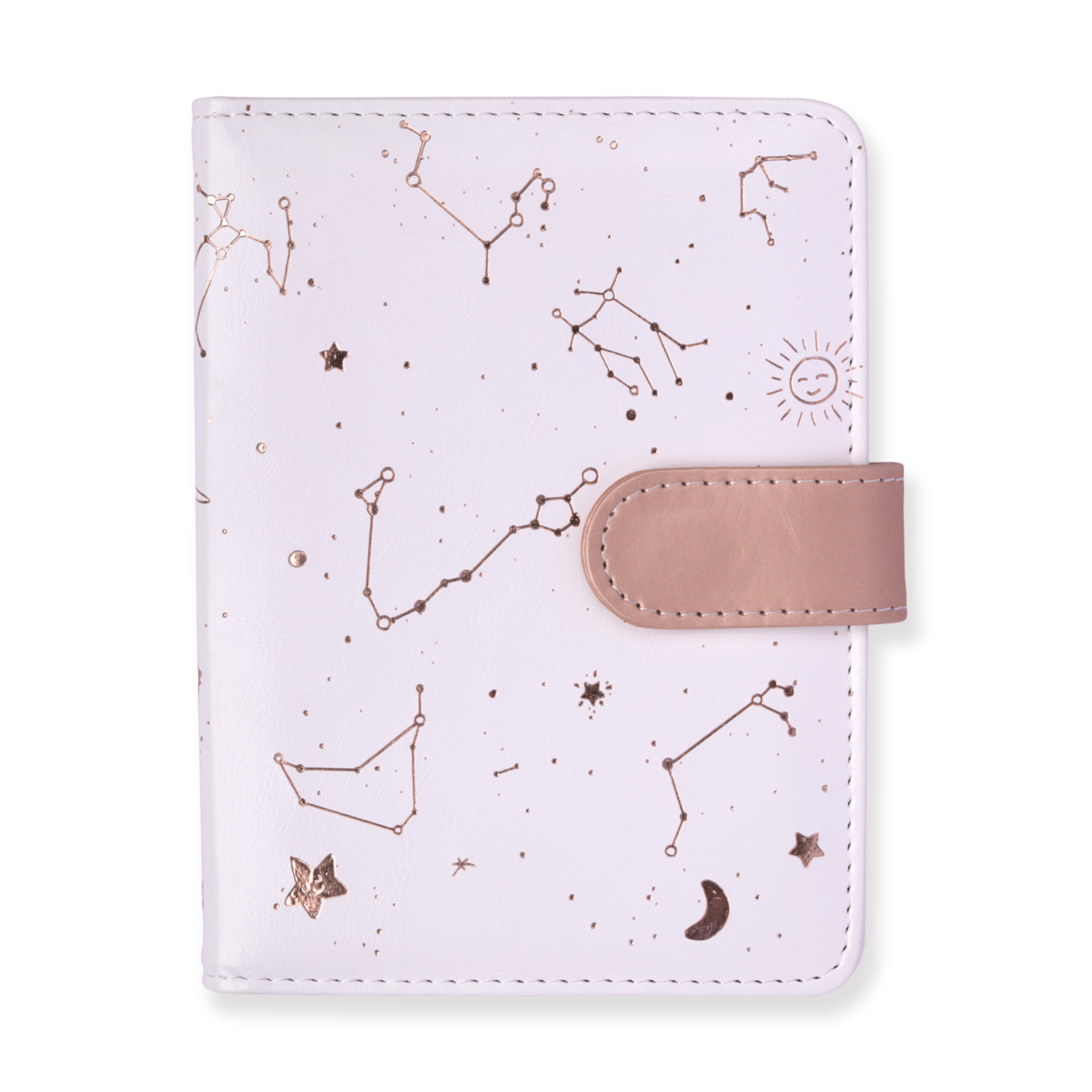 Leather Constellation Pattern Notebook - White - Stationery Pal