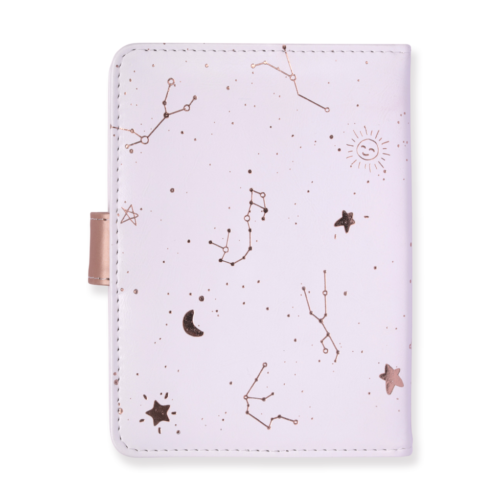 Leather Constellation Pattern Notebook - White - Stationery Pal