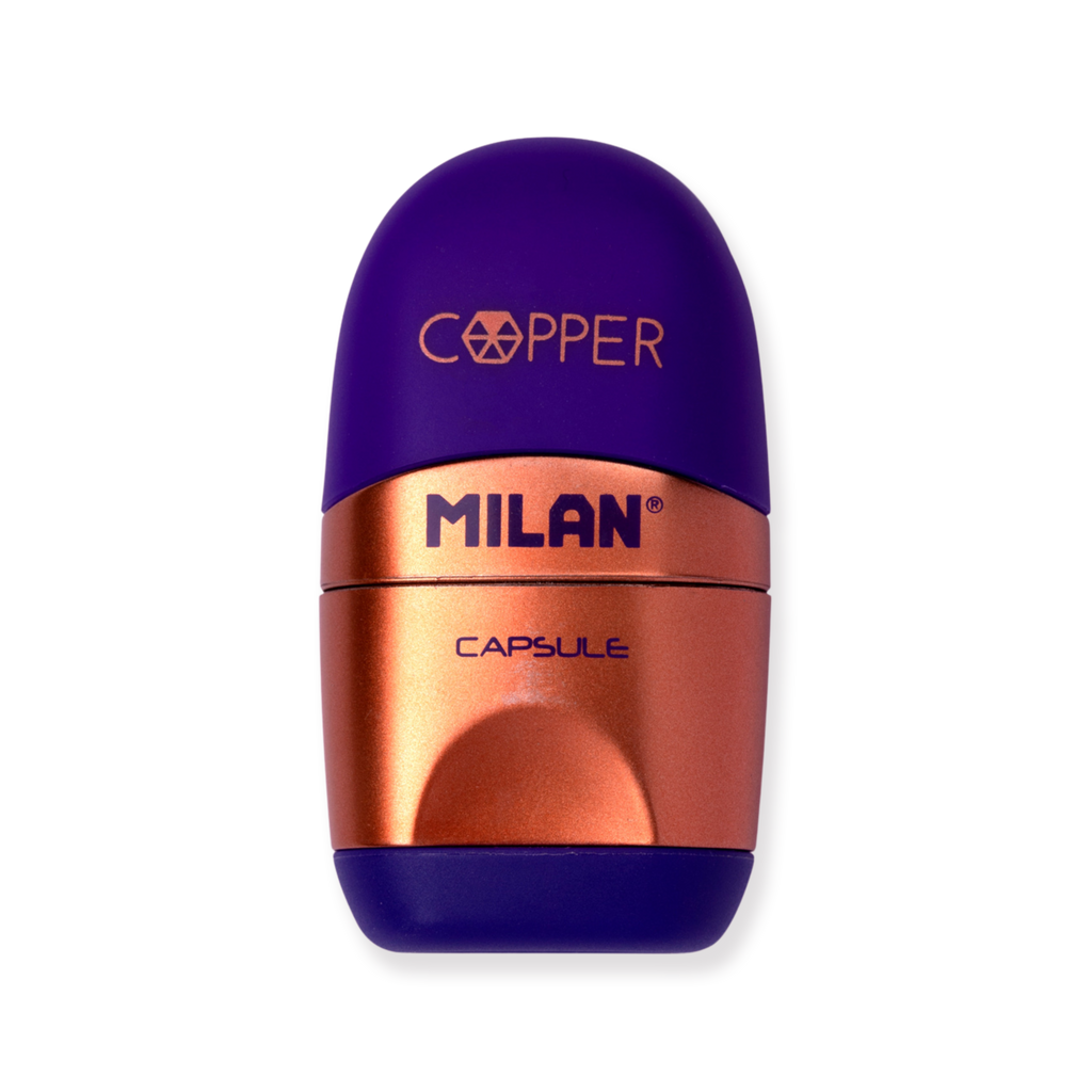 Milan Capsule Sharpener + Eraser Copper - Lilac - Stationery Pal
