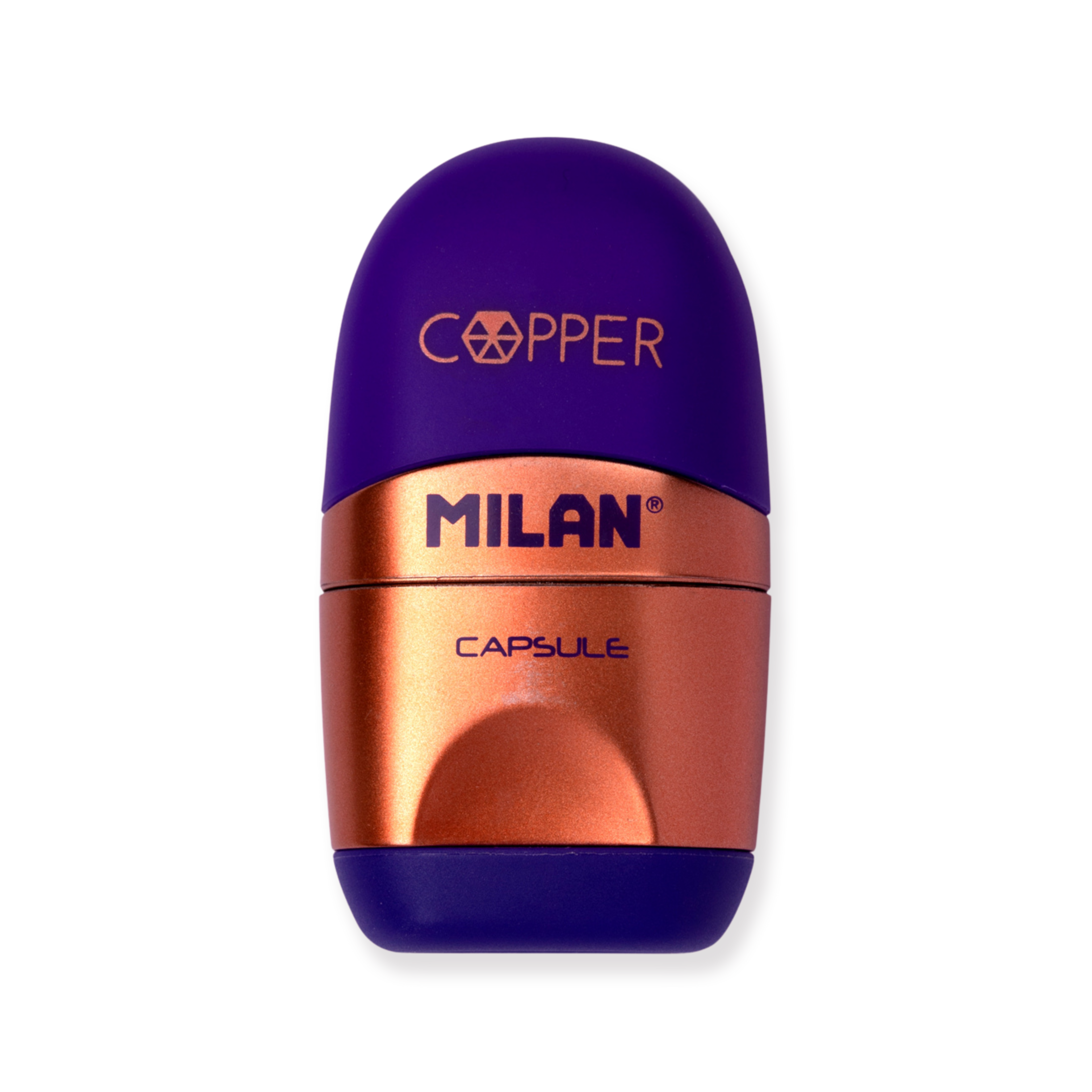 Milan Capsule Sharpener + Eraser Copper - Lilac - Stationery Pal