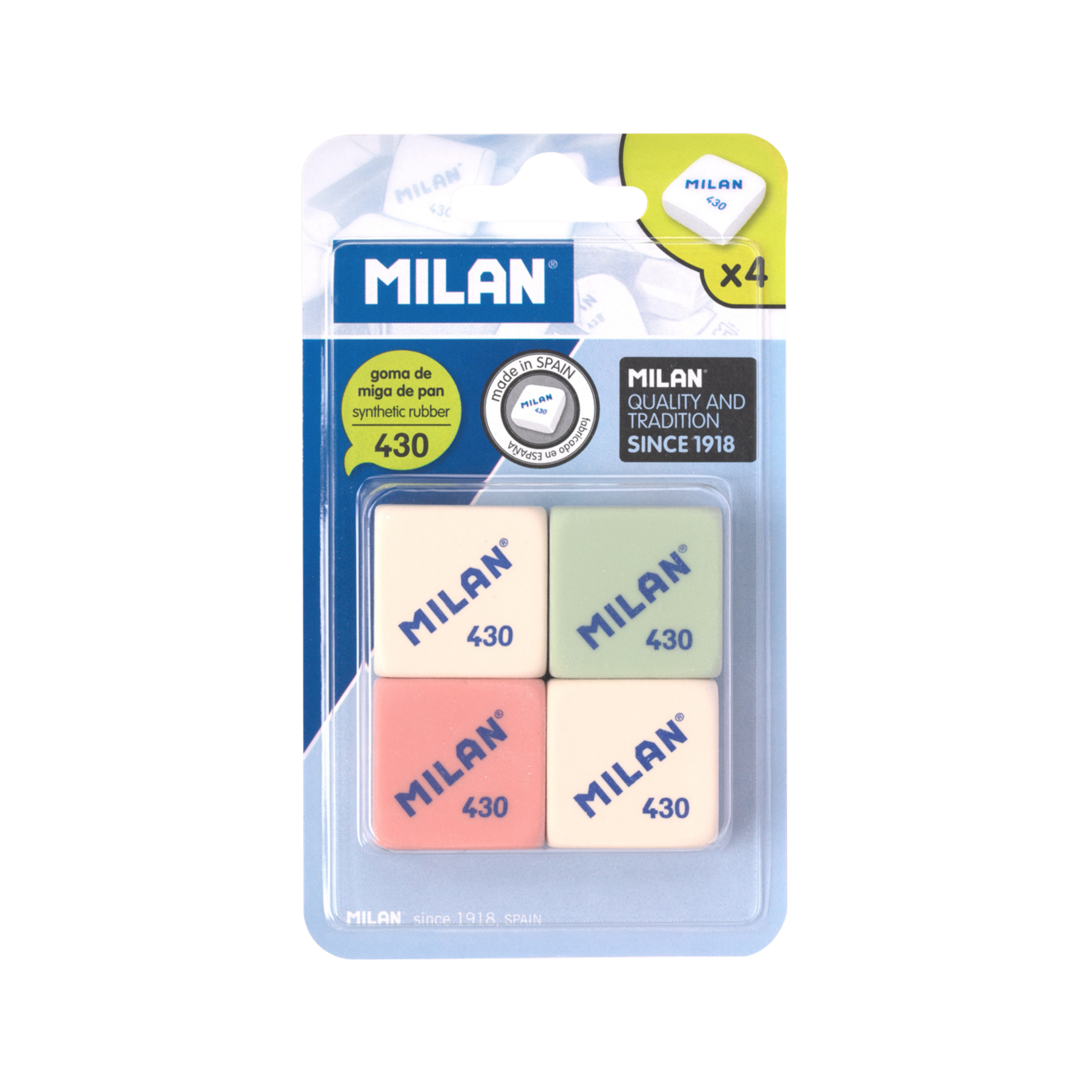 Milan Square Eraser 430 - Set of 4 - Stationery Pal