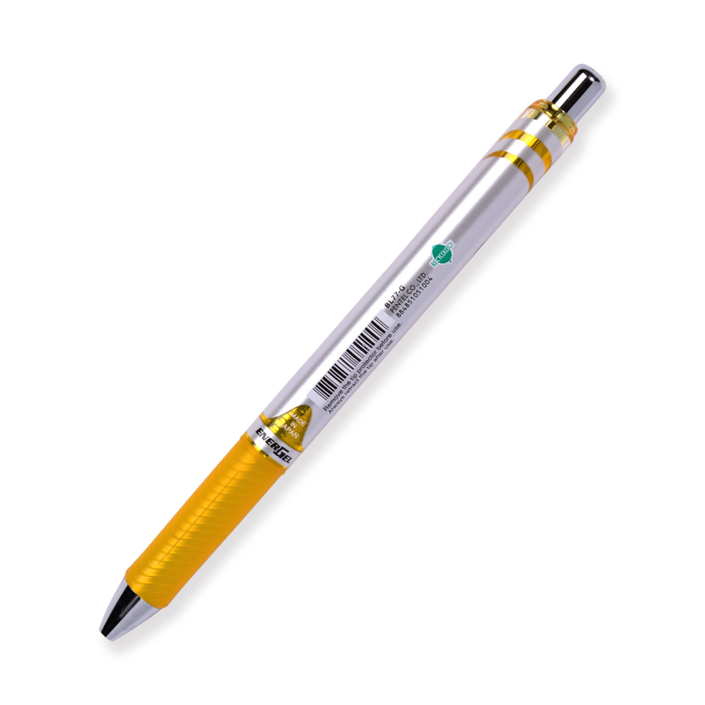Pentel EnerGel RTX Gel Pen - Conical - 0.7 mm - Yellow - Stationery Pal