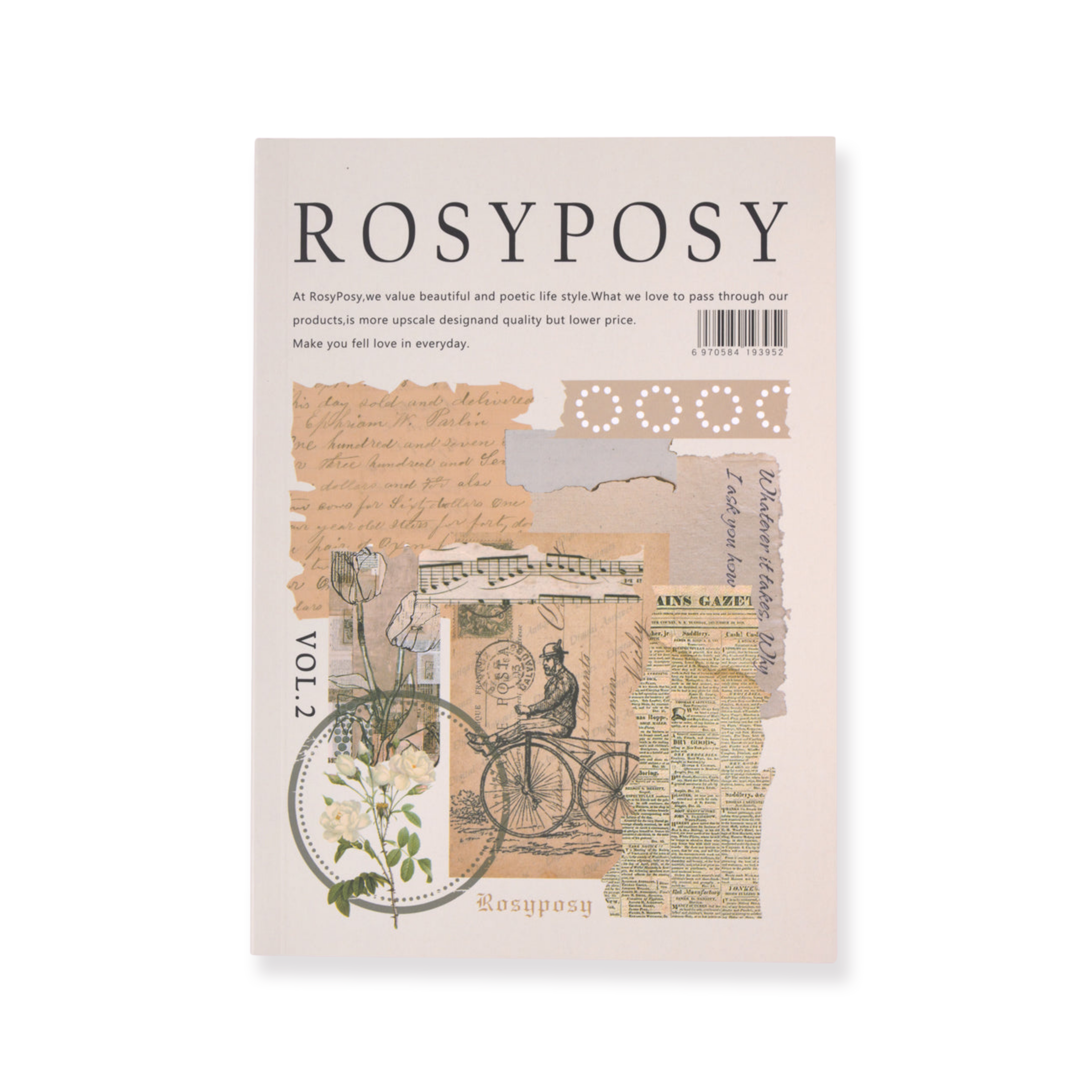 Rosy Posy Scrapbooking Paper Pad - Beige - Stationery Pal