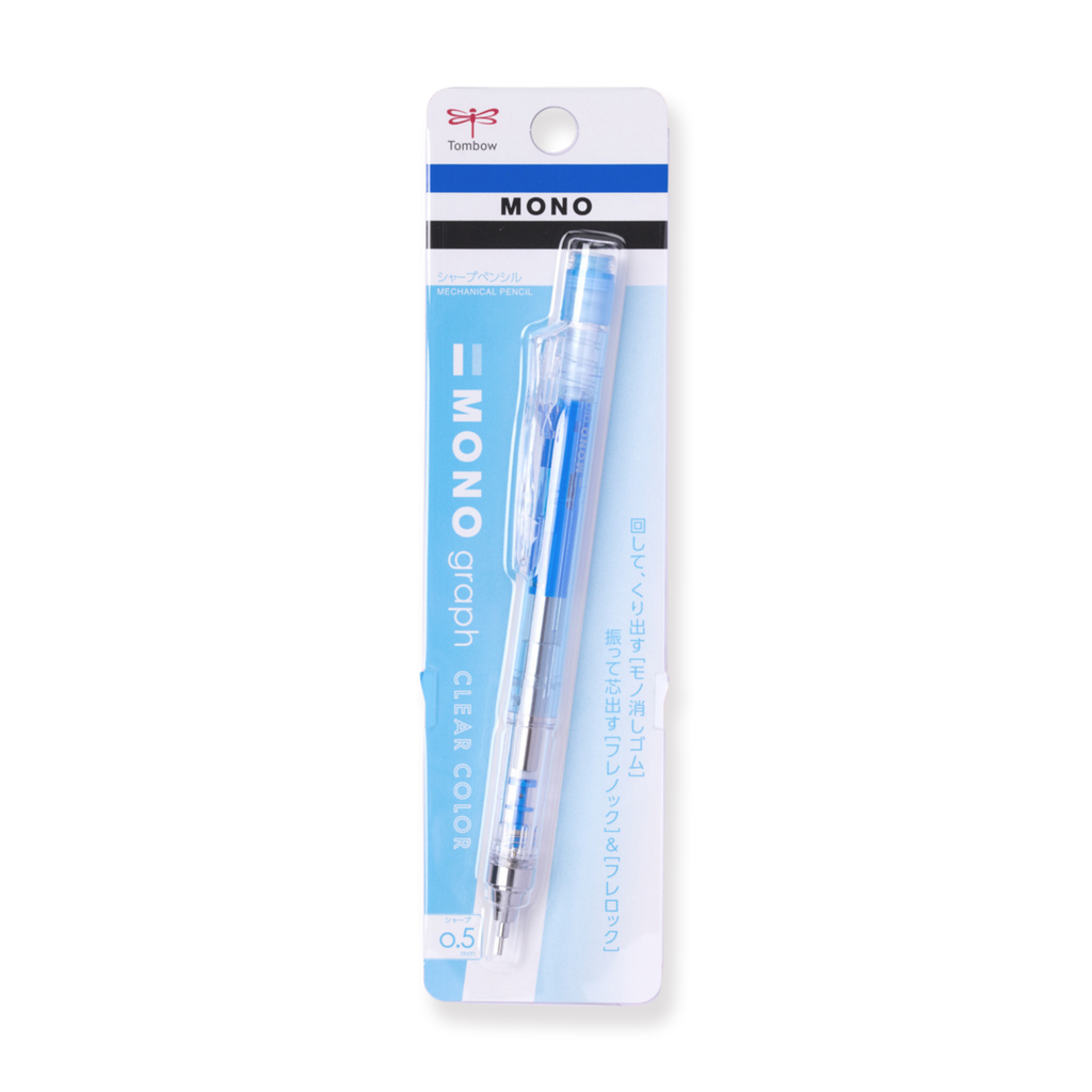 Tombow MONO Graph Clear Color Mechanical Pencil - Clear Blue - 0.5 mm - Stationery Pal