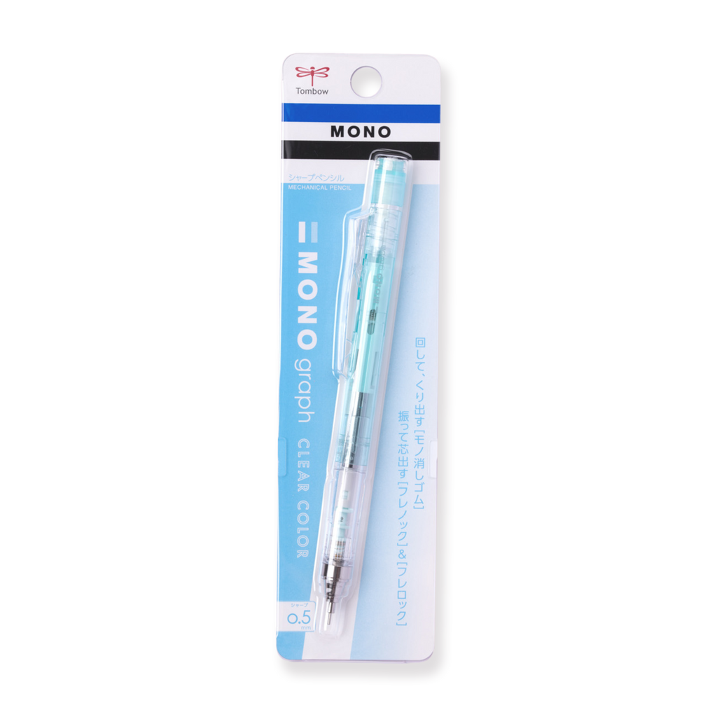 Tombow MONO Graph Clear Color Mechanical Pencil - Clear Mint - 0.5 mm - Stationery Pal
