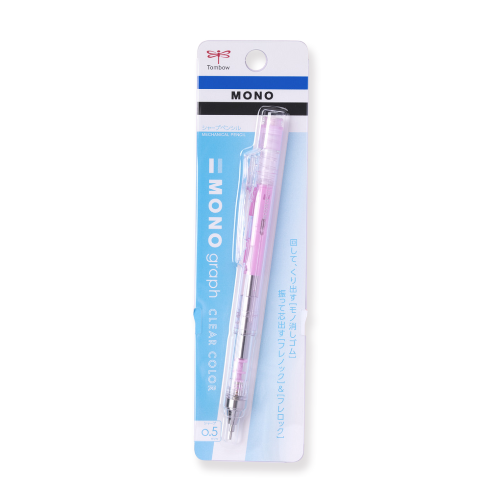 Tombow MONO Graph Clear Color Mechanical Pencil - Clear Pink - 0.5 mm - Stationery Pal