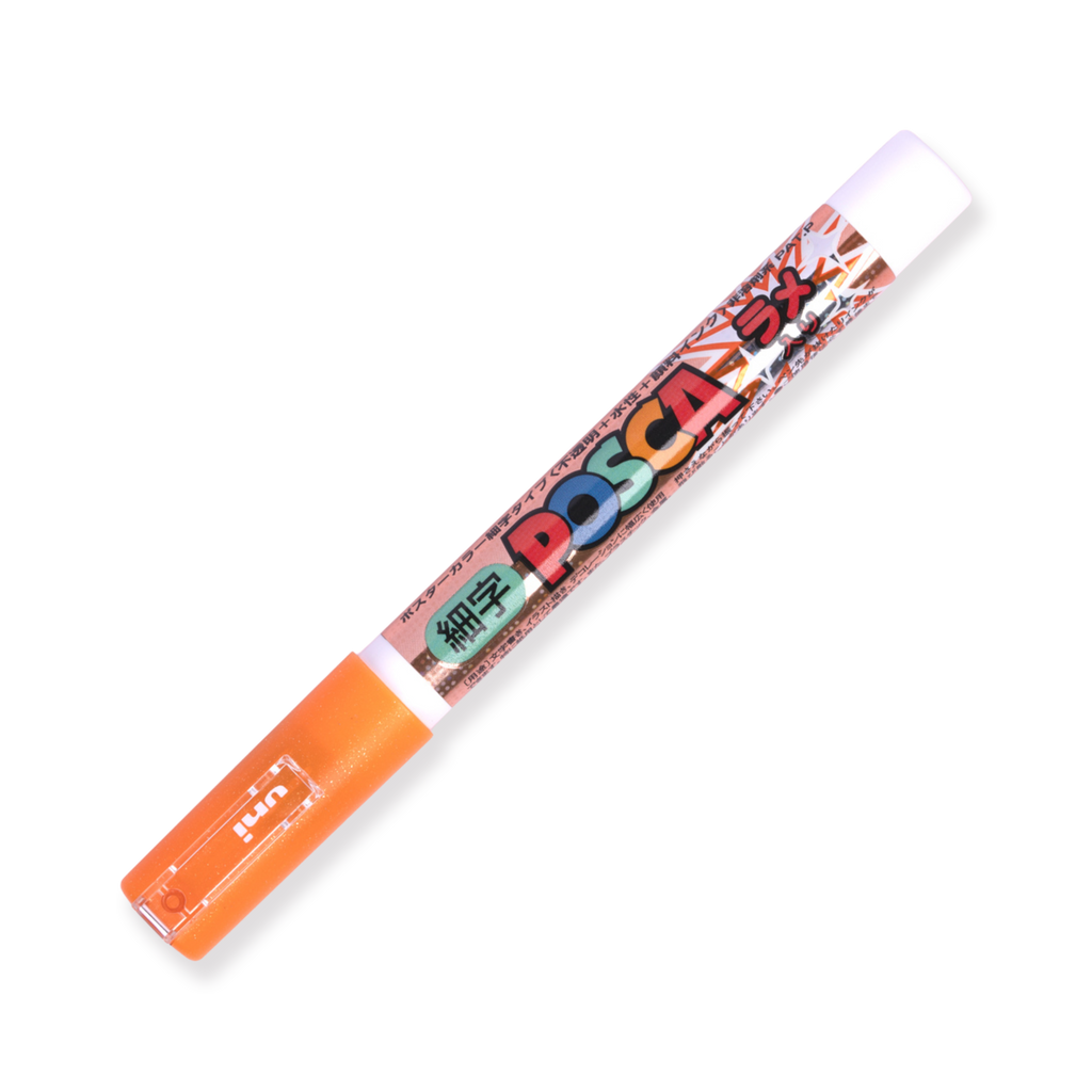 Uni Posca Glitter Paint Marker PC-3ML - Fine Point - Orange - Stationery Pal