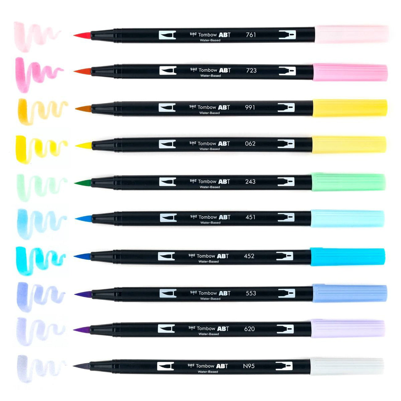 Tombow ABT Dual Brush Pen 10-Pack Set - Pastel - Stationery Pal
